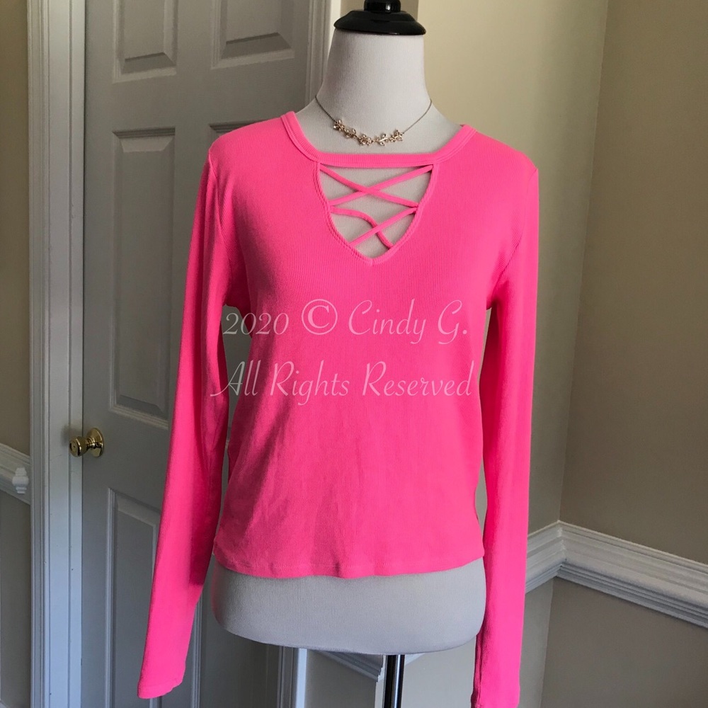 Hollister Hot Pink Criss Cross Long Sleeve